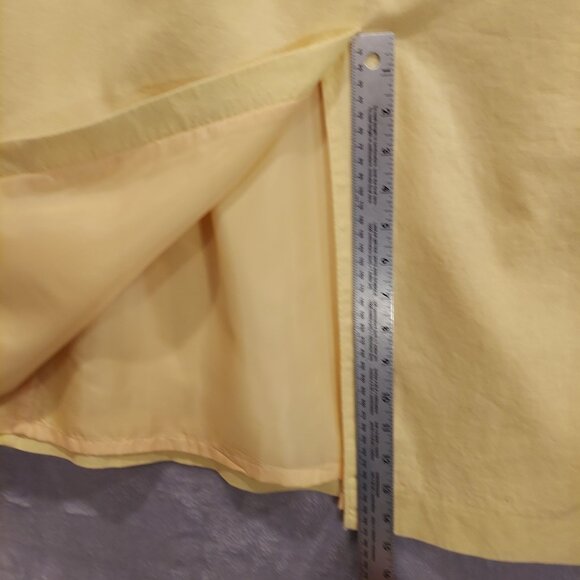Adolfo Studio Womans 14 Skirt Yellow Linen Cotton lined Midi Career Preppy - Picture 5 of 13